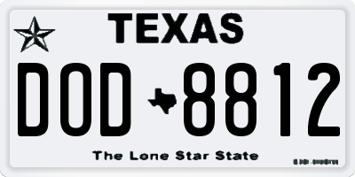 TX license plate DOD8812