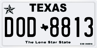 TX license plate DOD8813