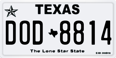 TX license plate DOD8814