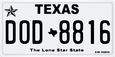 TX license plate DOD8816