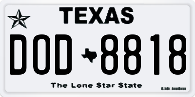 TX license plate DOD8818