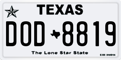 TX license plate DOD8819