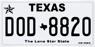 TX license plate DOD8820