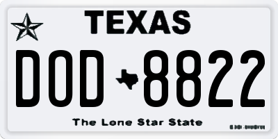 TX license plate DOD8822
