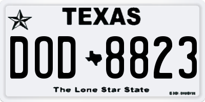 TX license plate DOD8823