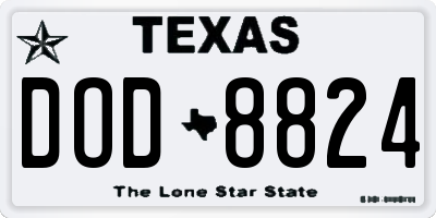TX license plate DOD8824
