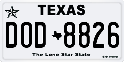 TX license plate DOD8826