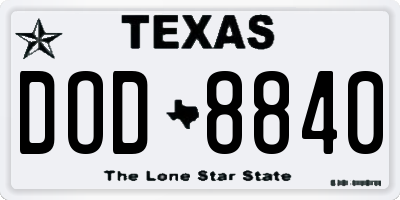TX license plate DOD8840