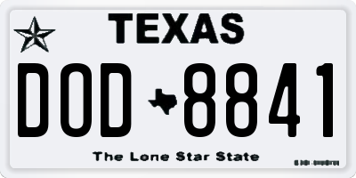 TX license plate DOD8841