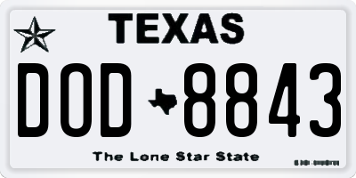 TX license plate DOD8843