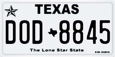 TX license plate DOD8845