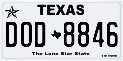TX license plate DOD8846