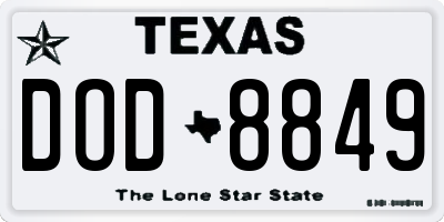 TX license plate DOD8849