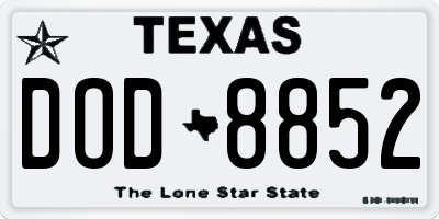 TX license plate DOD8852