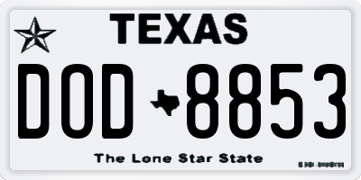 TX license plate DOD8853