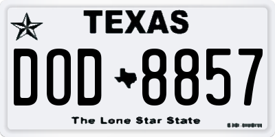 TX license plate DOD8857
