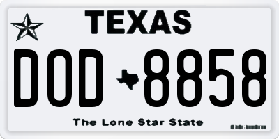 TX license plate DOD8858