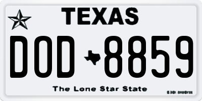 TX license plate DOD8859