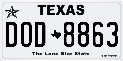 TX license plate DOD8863