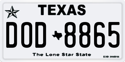 TX license plate DOD8865