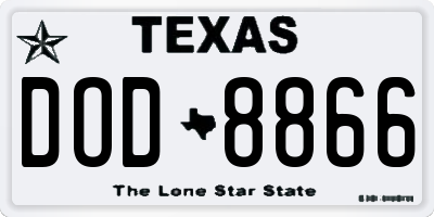 TX license plate DOD8866