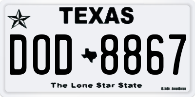 TX license plate DOD8867
