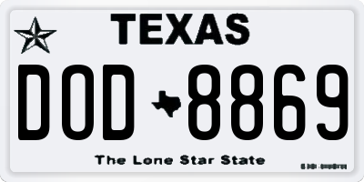 TX license plate DOD8869