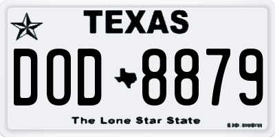 TX license plate DOD8879