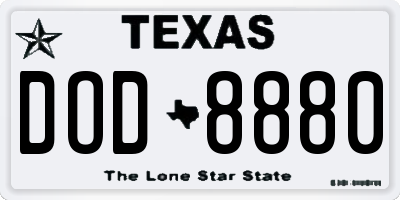 TX license plate DOD8880