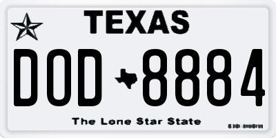 TX license plate DOD8884