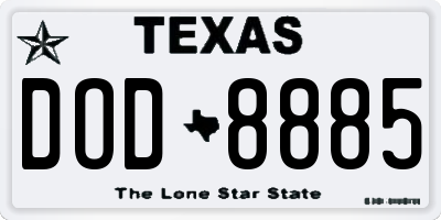 TX license plate DOD8885