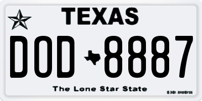 TX license plate DOD8887