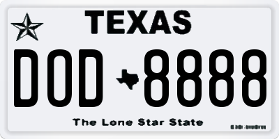 TX license plate DOD8888