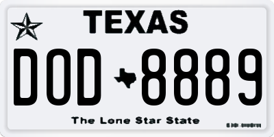 TX license plate DOD8889