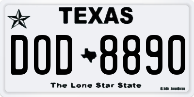 TX license plate DOD8890