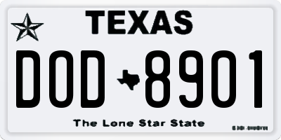 TX license plate DOD8901