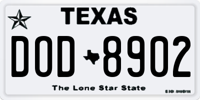 TX license plate DOD8902