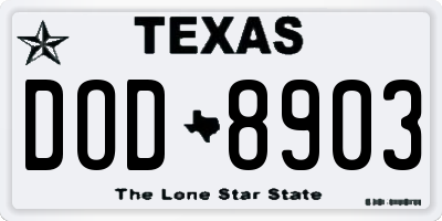 TX license plate DOD8903