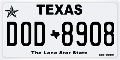 TX license plate DOD8908