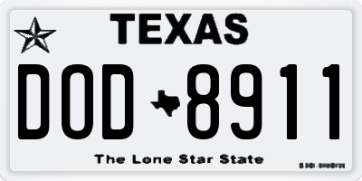 TX license plate DOD8911