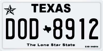 TX license plate DOD8912