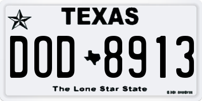 TX license plate DOD8913