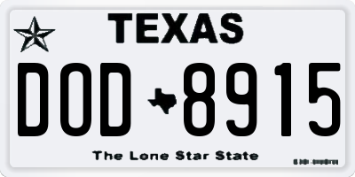TX license plate DOD8915