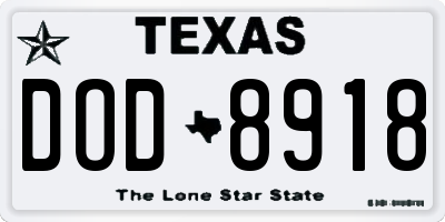 TX license plate DOD8918