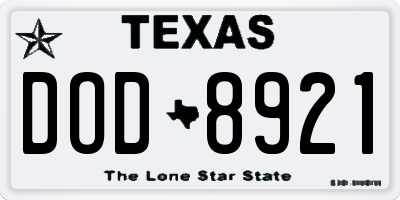TX license plate DOD8921