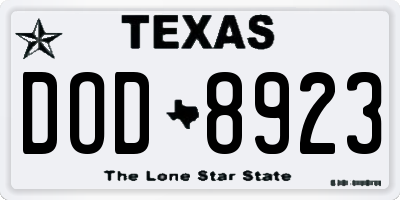 TX license plate DOD8923