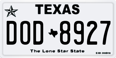 TX license plate DOD8927