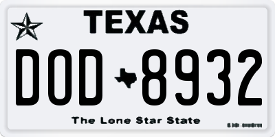 TX license plate DOD8932