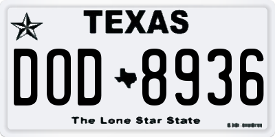 TX license plate DOD8936