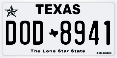 TX license plate DOD8941